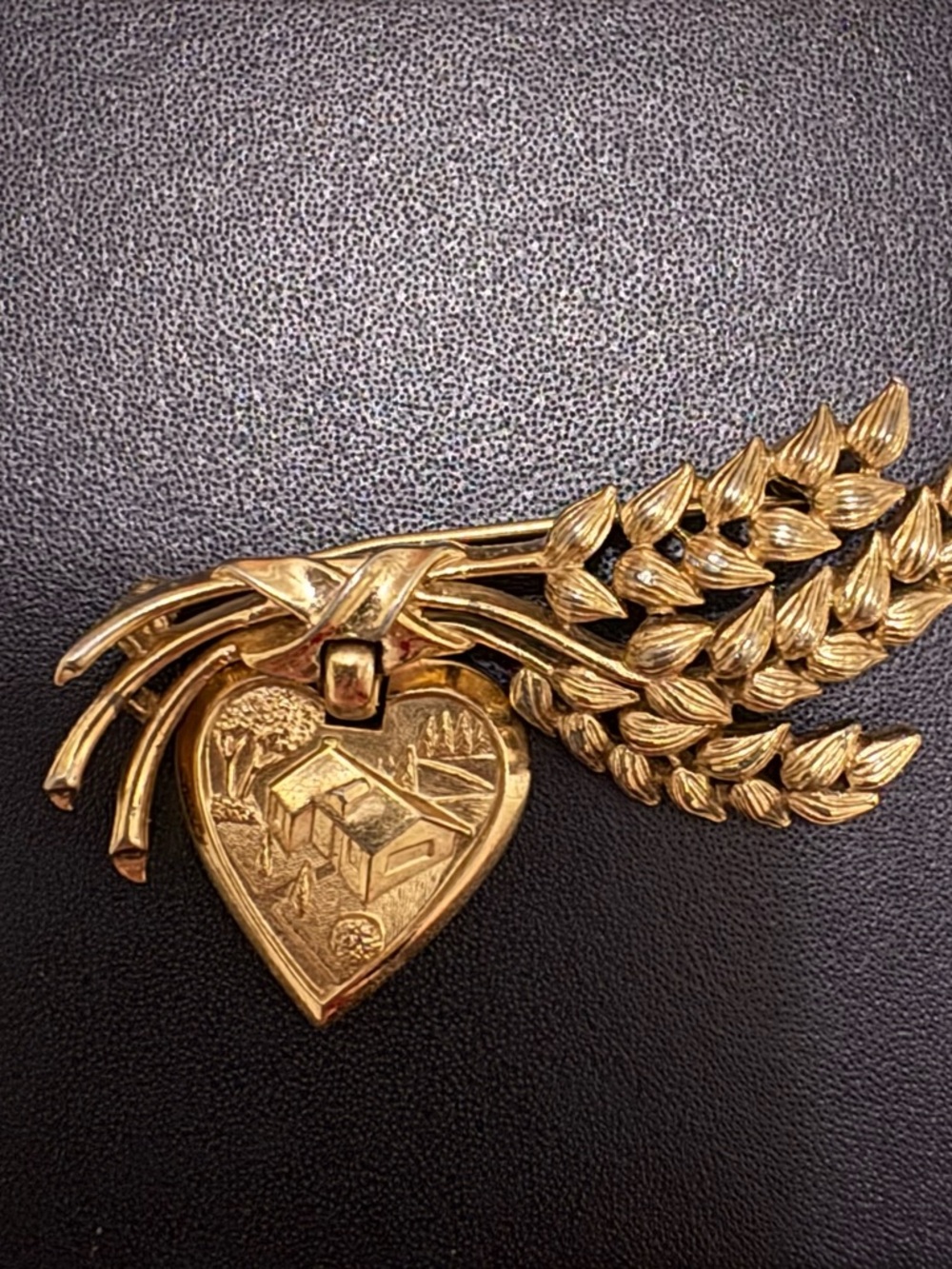 Trifari Betty Crocker Gold Heart & Wheat Sheaf Brooch - Elegant Women's Jewelry
